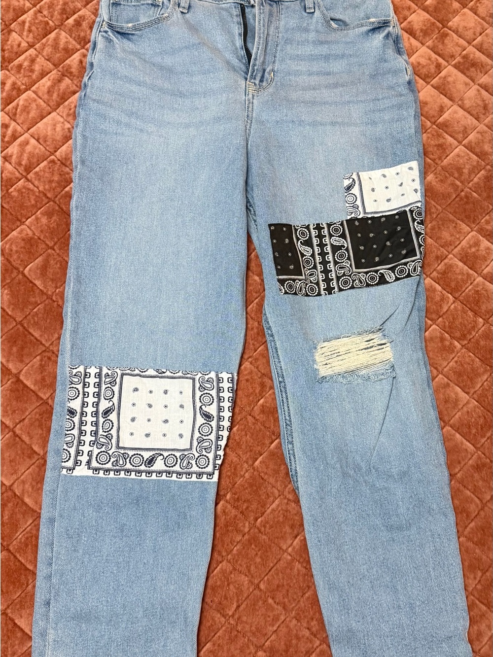 Hollister Light Blue Women’s Patchwork Distressed Jeans size 9